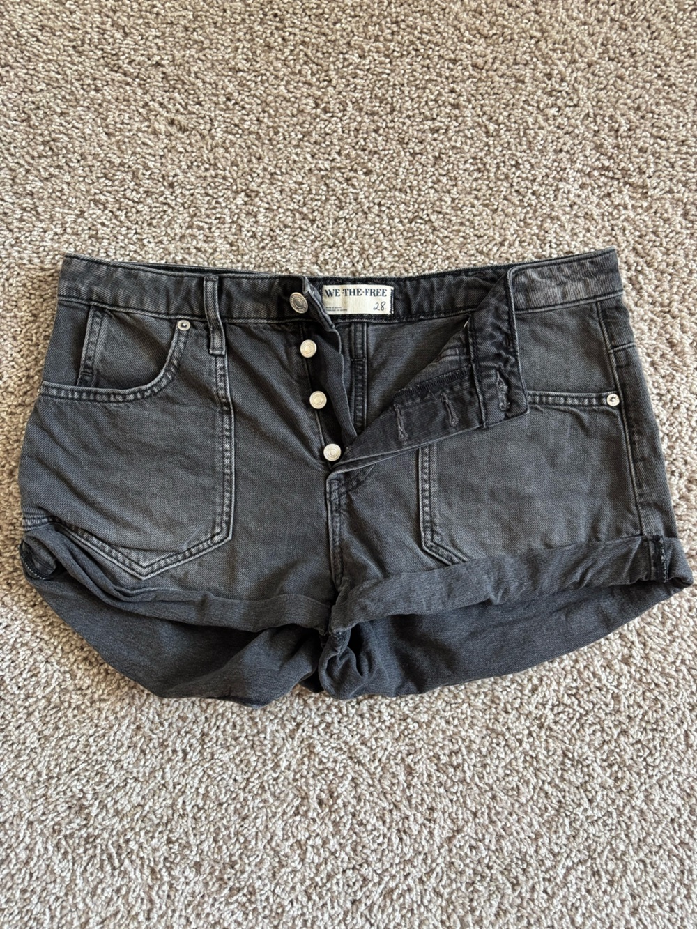 Free People We The Free Beginner’s Luck Denim Slouch Shorts Size 28